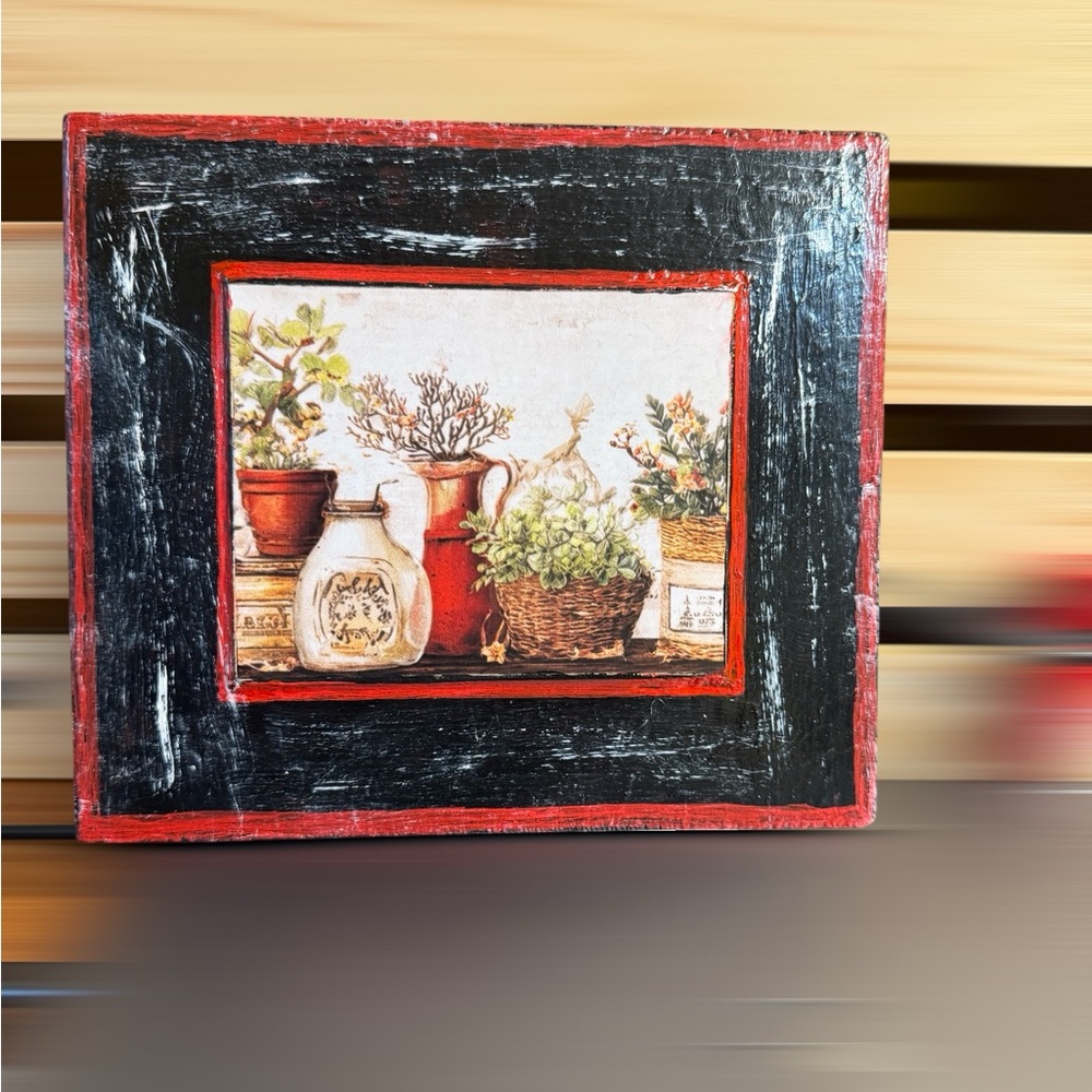 Primitive Farmhouse Kitchen Wall Art Framed 8x7 |